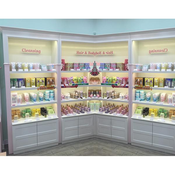 Pink Beauty Shop Makeup Display Cabinet Shelf For Cosmetics 900*350*2200mm