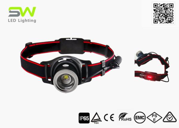 Quality Magnetic Rechargeable High Lumen LED Headlamp Zoomable With Red Warning Lamp for sale
