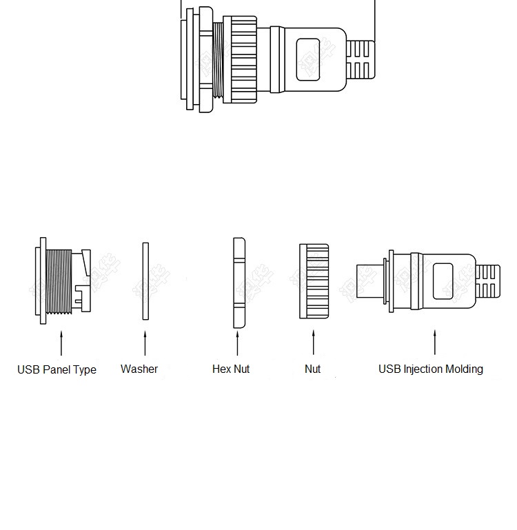 usb3.0 Front Panel Cable waterproof signal connector