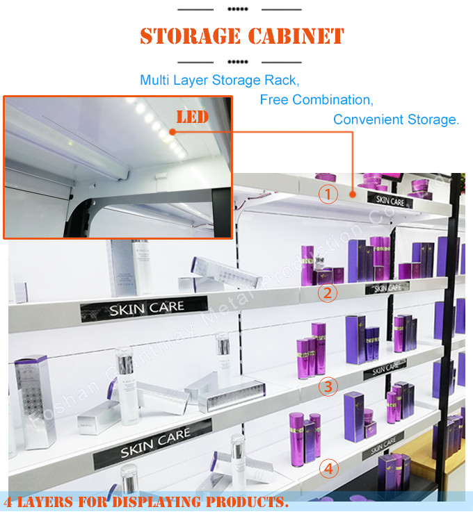 Makeup Shelf Rack Shopping Mall Cosmetic Shop Display Stable Structure