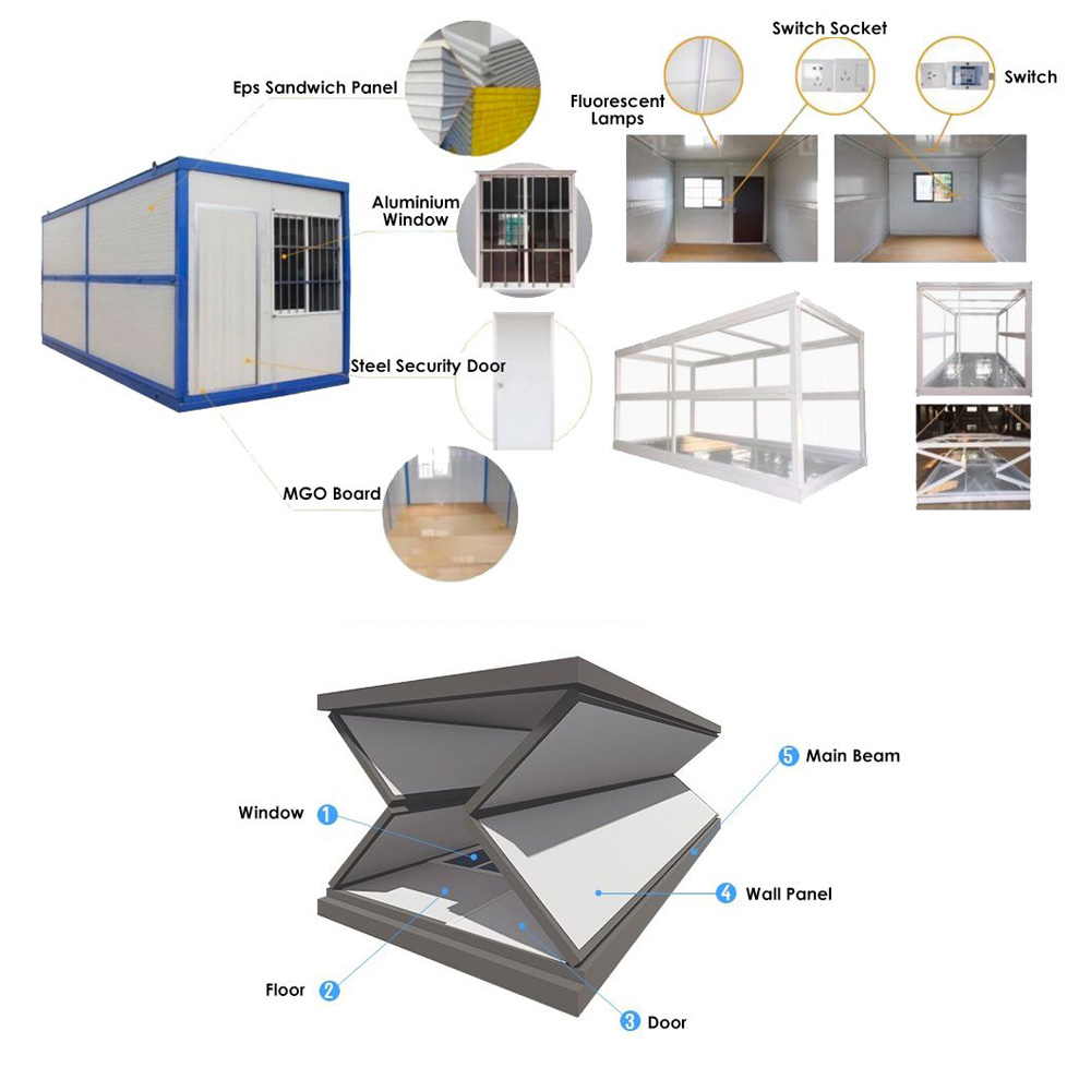 Contemporary Design Prefab Mobile 20ft 40ft Folding Prefabricated Container House Homes With Easy Installation