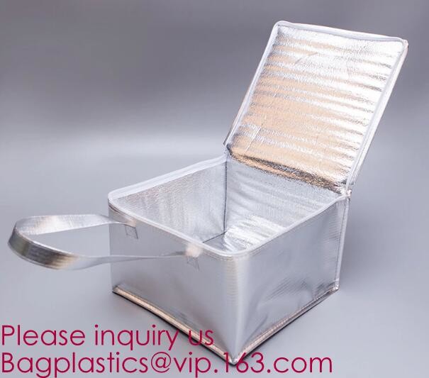 Custom Packing Aluminum Foil Zip-Lock Grocery Handle Thermal Insulation Cooler Bag For Outdoors,Promotional Insulated La