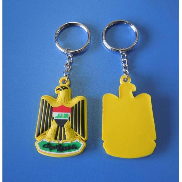 UAE National Day Gift Yellow Eagle 3d Rubber Soft PVC Keychains / Eagle Keyrings Accept OEM