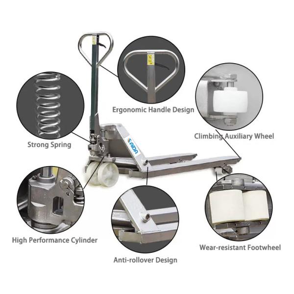 Stainless Steel Pallet Jack 2000KG Load Capacity
