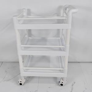 Modular 3-Shelf Medical Trolley with Safety Rails Easy Assembly Plastic Cart