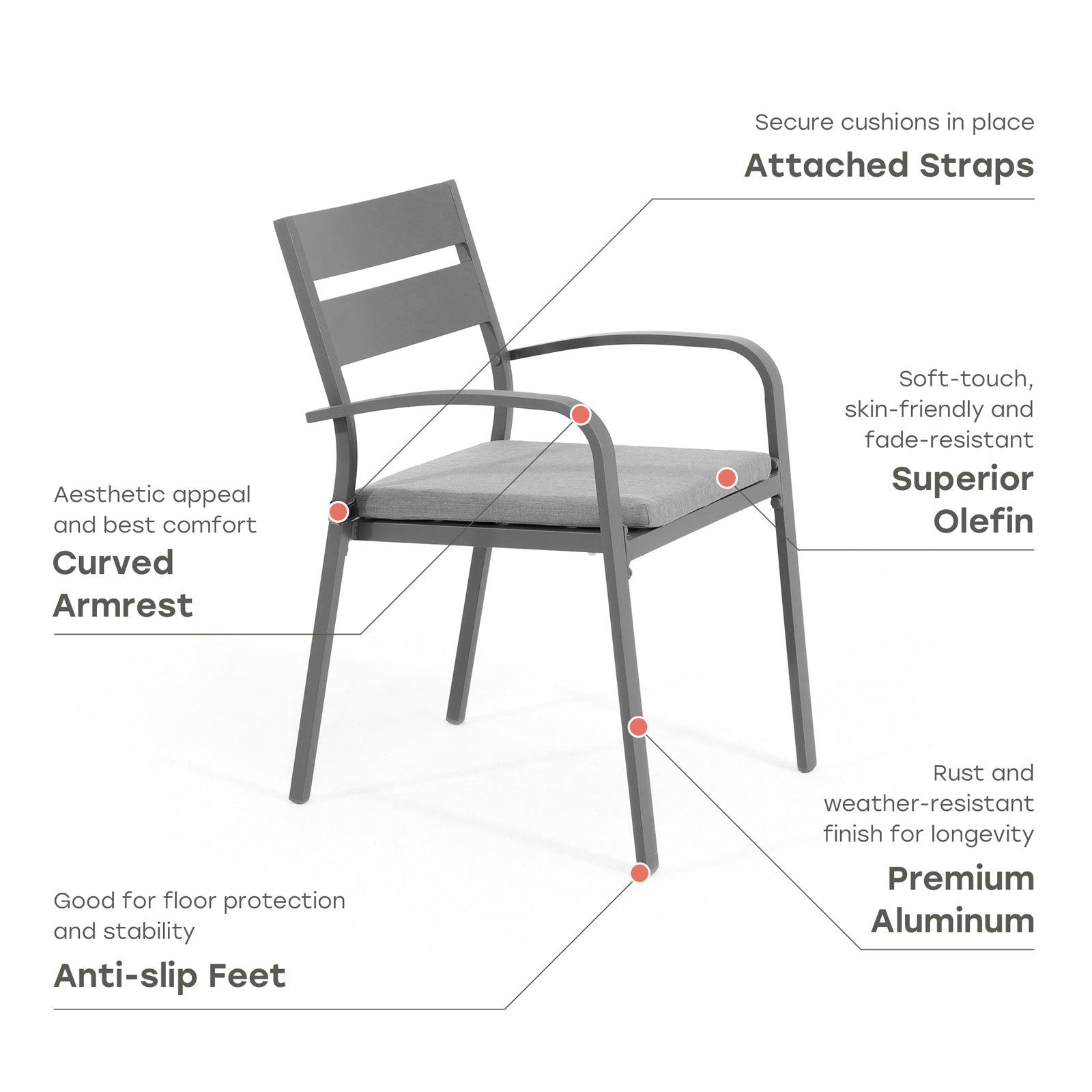 Extendable Metal Dining Table and Chair Set for 4-8 People in Courtyard by AJUNION