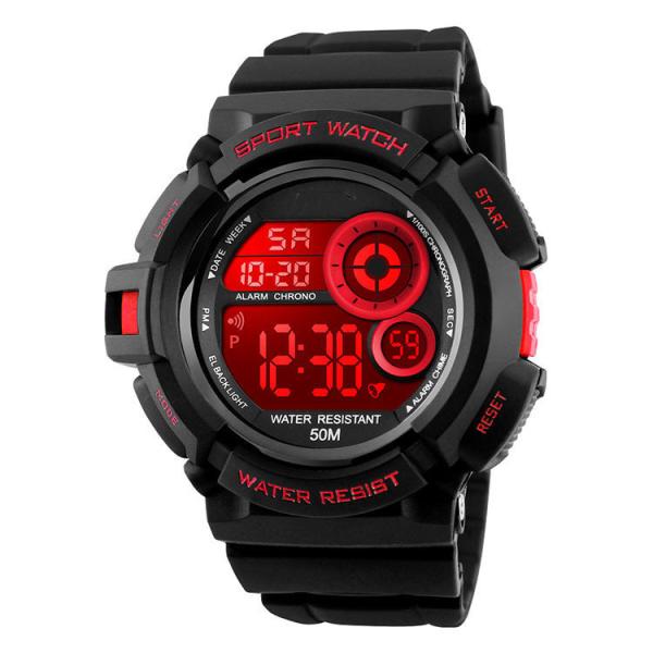 Quality Funny Digital Watch Led Red Light Watches Reloj Sport Men Cheap Color Changing Watch Waterproof 1222 for sale