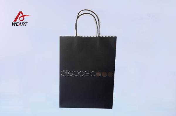 Quality Printing Gift Paper Bag With Black Gros Grain Handle Customize Boat Bottom for sale