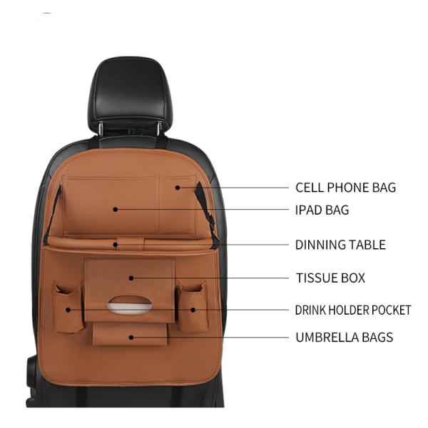 Multifunctional Back Seat Tool Organizer , PU Leather Hanging Car Organizer 67 * 43cm