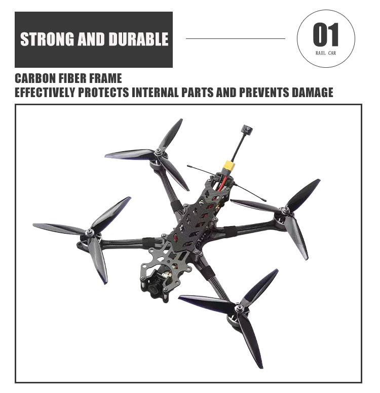 Piranha 7-Inch Carbon Fibre Racing Drone Kit Long Range FPV Analog Video Transmission UAV Remote Control Security Protection
