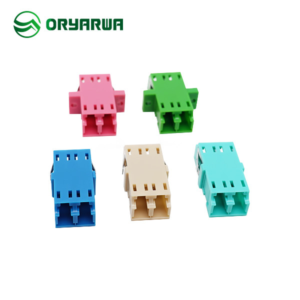 One Piece Type Flange Flangeless LC Duplex Fiber Optic Coupler / Adapter