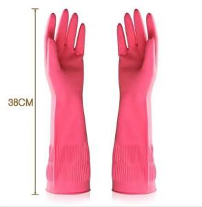 China 100G/Pair 38CM Extra Long Cleaning Gloves Flocked Lining Extra Long Dish Gloves wholesale