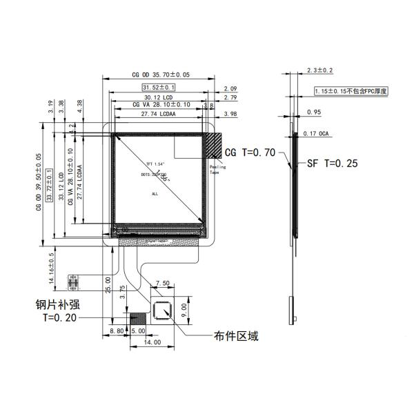 1.54 Inch 320x320 Square TFT Display Capacitive Touchscreen MIPI Interface