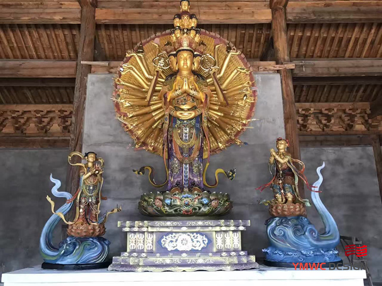 Temple Buddha Custom Large Buddha Statue with Bronzing Process Casting Technique