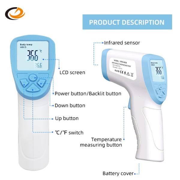 Blue Non Contact Ir Thermometer , LCD Display Medical Temperature Gun