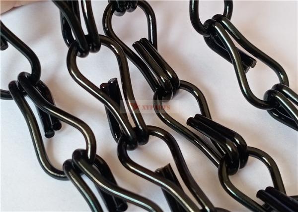 2.0x12x24mm Aluminum Alloy Chain Link Fly Curtain Black Color For Windows Or Doors