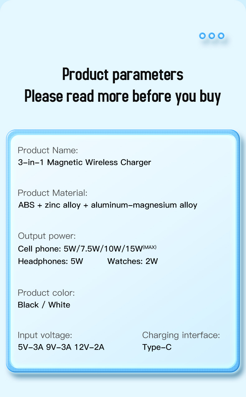 Fast Charging Magnetic Wireless Charger with 15W Maximum Output Power and Short Circuit Protection
