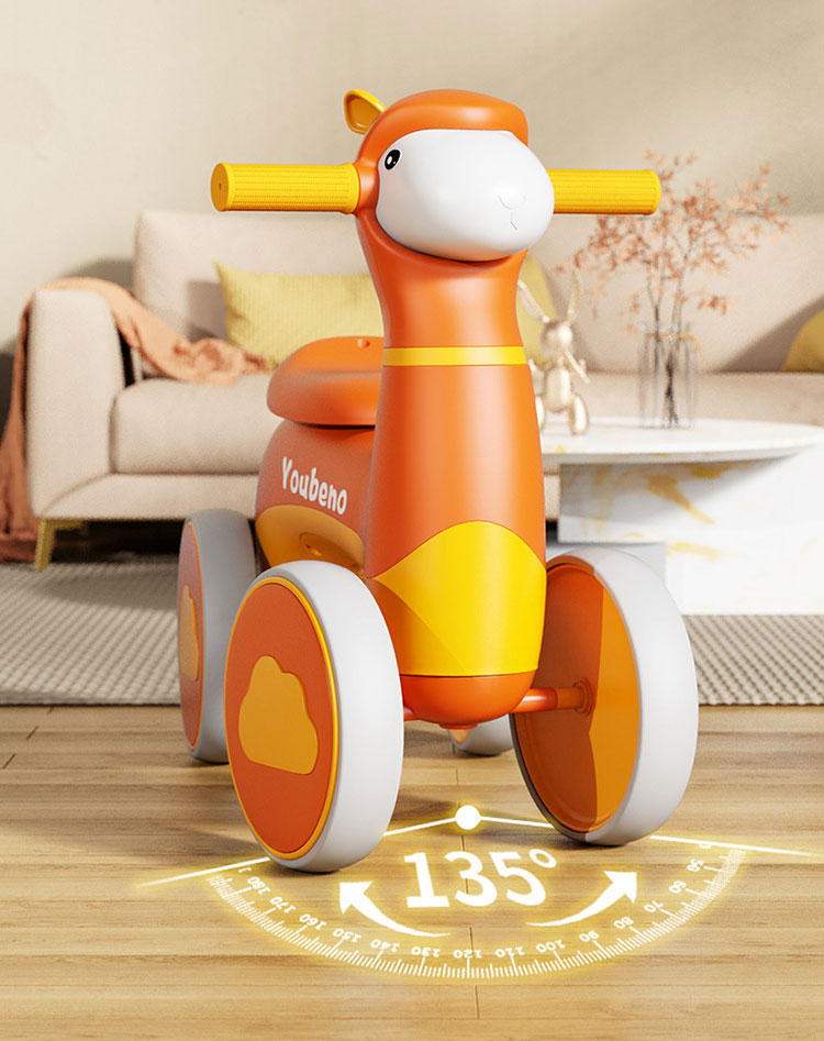 Four-Wheeled Children's Stroller Toddler Balance Bike Car Learning Toy for Boys Girls
