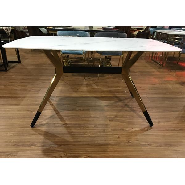 Non Slip 130*80*76cm Wrought Iron Marble Table