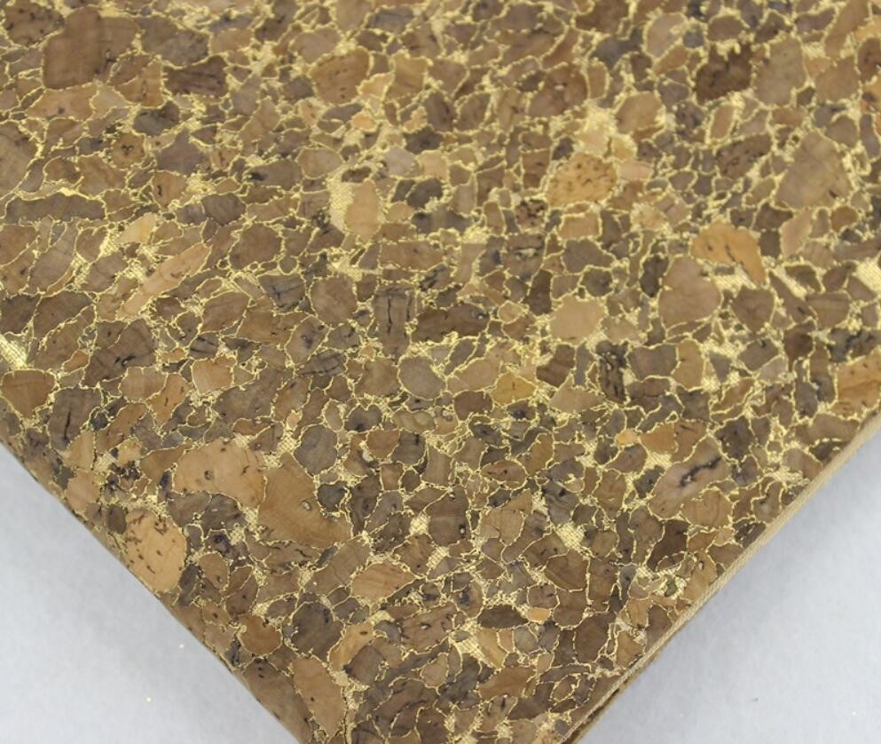 Wholesale 1.35m Width Nature Cork Fabric/Leather with Dark and Golden Color for Sofa, Phone Cover Making