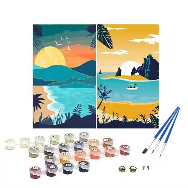 8x8cm DIY Pre Printed Canvas Painting Kits For Kids Includes Brushes and Canvas