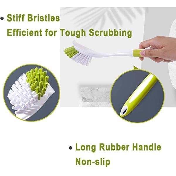 3 Pack Kitchen Scrub Brushes Long Handle For Dish