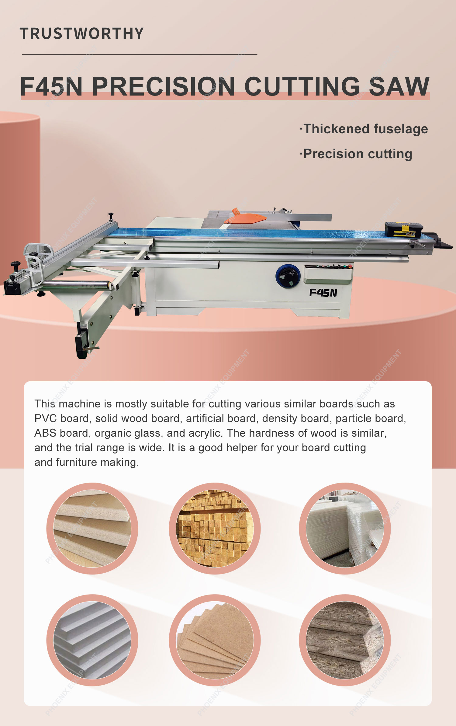 Horizontal Style F45N Precision Sliding Table Panel Saw for Manufacturing Chipboard