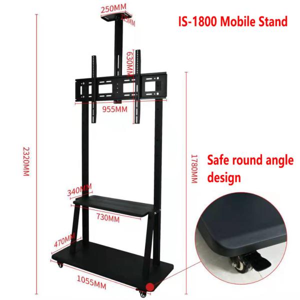 55 65 75 Inch Adjustable Interactive Whiteboard Stand Metal Floor Mobile Stand