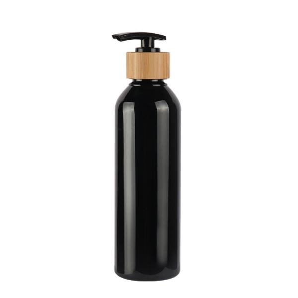 Quality Black Round Shoulder PET Cosmetic Lotion Bottle 60ml 80ml 100ml 120ml 150ml 180ml 200ml 250ml 300ml for sale