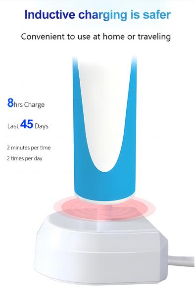 Wireless Rechargeable Spin Toothbrush with Dupont Bristles, EU Patent, and Long Battery Life