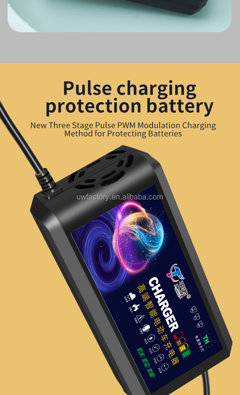 48V 60v 72v 12ah 20ah 32ah Lead Acid Battery Charger for Electric Scooter and Bike Made of PC Fireproof Material