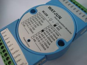 China WAYJUN 3000VDC isolation 8 channels 4-20mA/0-5V to RS485 analog I/O module blue AD Converters 24Bits DIN35 wholesale