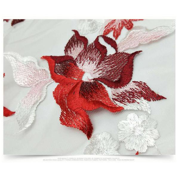 2018 Summer Newest Style Red Plain Embroidery Fabric 130cm wide