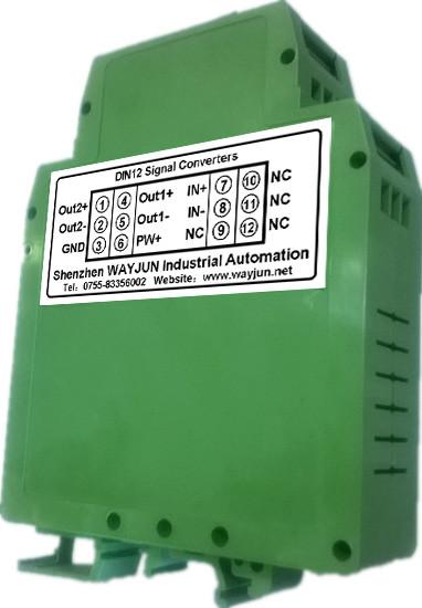 Quality 4-20mA/0-10V current isolation splitter WAYJUN 3000VDC  one in two out signal converter green DIN35 CE approved for sale
