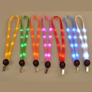 China LED Lanyards Hold ID Badge Light Up LED Flashing Lanyard necklaces are great for trade show logo printed lanyards on sale