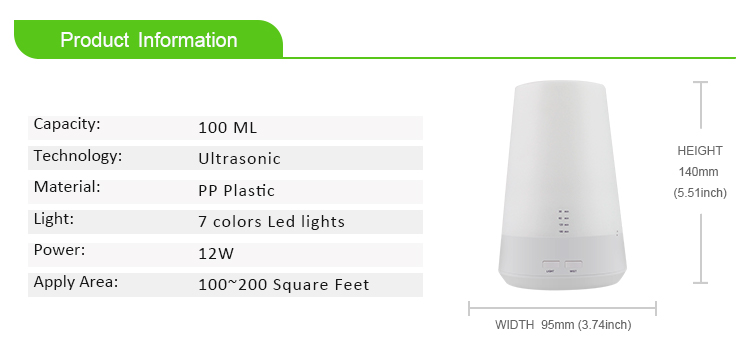Ultrasonic 100ml Home Fragrance Diffuser Ultrasonic Air Humidifier
