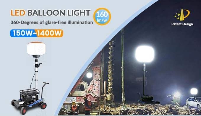 Manual Lift Hand Crank Tripod Light Tower 320W Outdoor Balloon Lights For Advertising