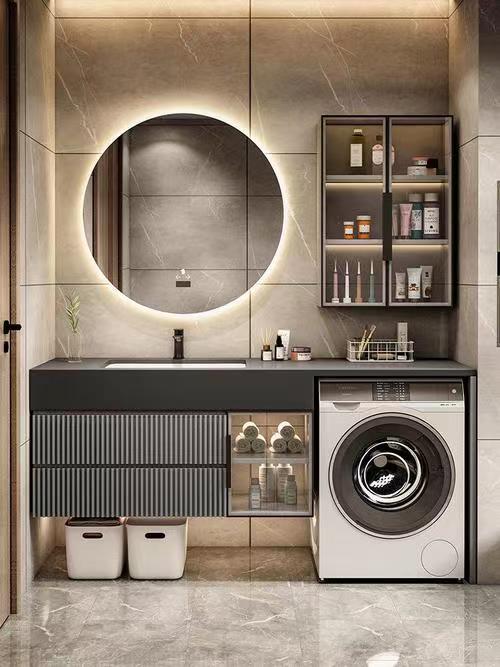 Customized Designs Bath Mirror Floating Cabinet with Acrylic Door Panel and Light