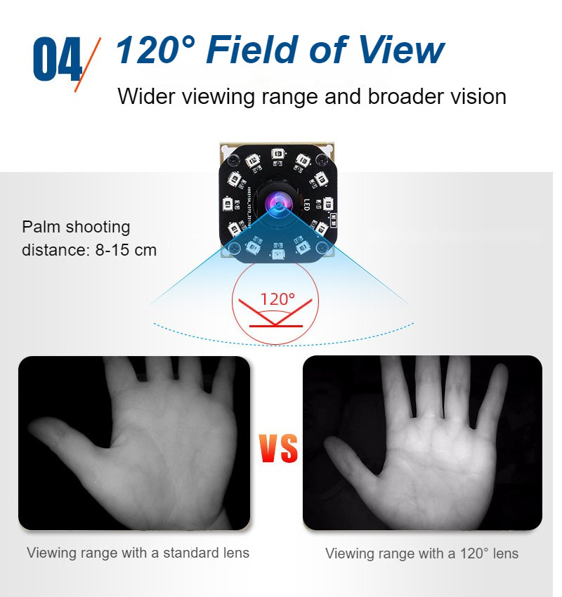 HK1M-H220 Global Shutter 120FPS 1080P High-Frame Camera Module with Wide-Angle Lens for Iris and Vein Recognition