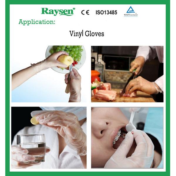 Household Powder Free Vinyl Gloves 240cm Length Transparent / Blue Color