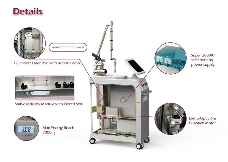 Qswitch & long pulse 2 mode combined 1ms long pulse nd yag laser hair removal machine