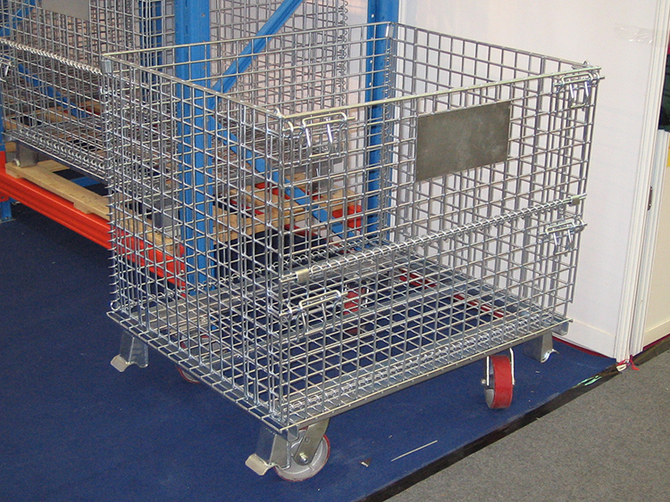 Metal Wire Mesh Storage Cages , Stackable Collapsible Wire Mesh Containers