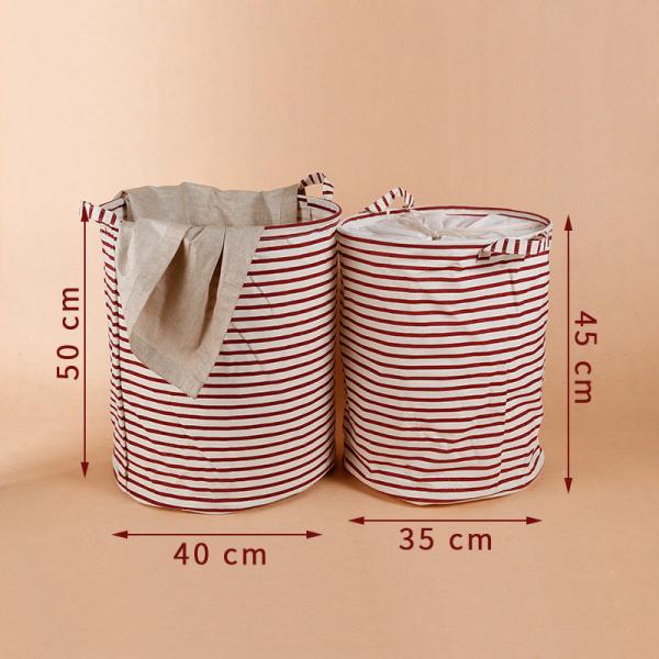 Laundry basket storage bag large box customizable colors stripe Green blue Cotton Linen