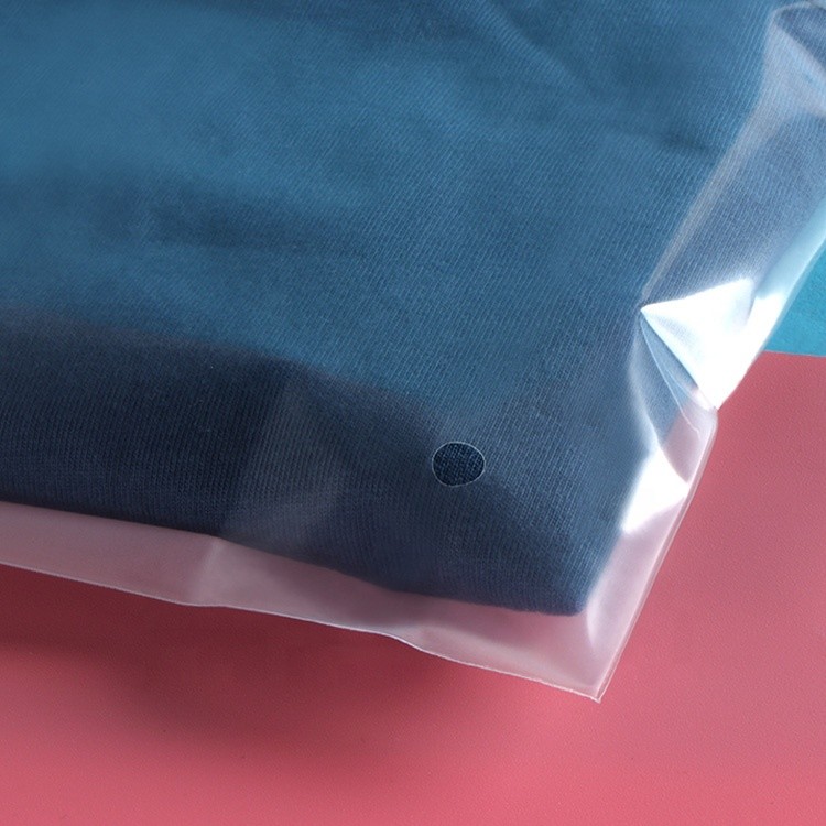 One side transparent one side frosted bag clothing packaging bags plastic zip lock clear plastic bag with zipper