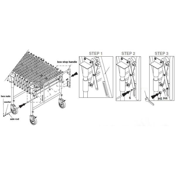 Flexible Extendable Gravity Steel Skate Wheel Conveyor