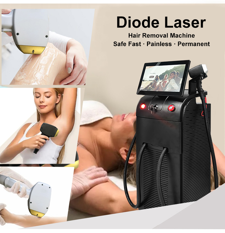 Vertical Professional Painless Lazer 3 Wavelength 755 808 1064 nm Diode Laser Hair Removal Machine