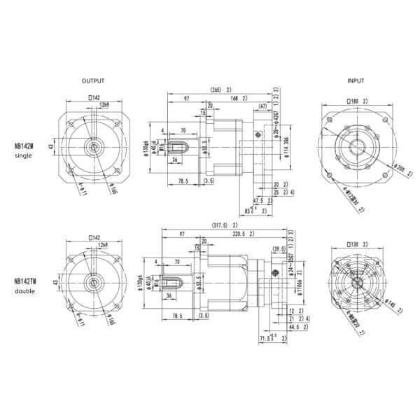 Custom Planetary Speed Reducer Hollow Output Shaft Gearbox Low Backlash