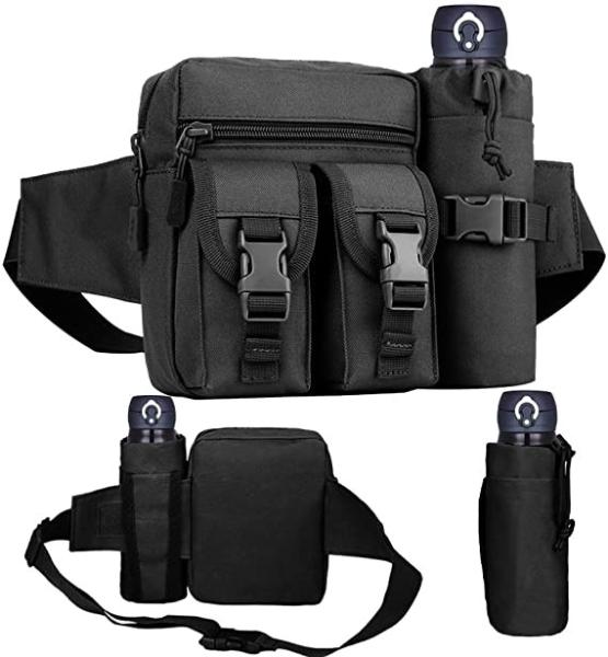 Quality Military Utility Waterproof Bum Bag Canvas Waist Pouch With Bottle Holder for sale