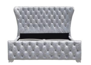 Customizable Crushed Velvet King Home Furniture Bed Frame With Buttons