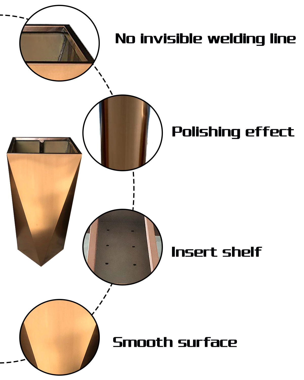Outdoor brass copper golden hexagonal flower pot & planter